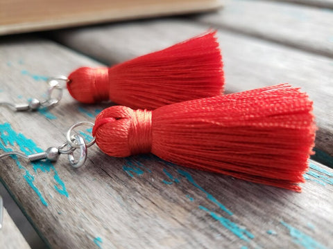 Fringe Earrings- Orange Fringe Earrings