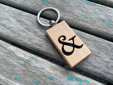 Ampersand Keychain- "&" -Wood Keychain