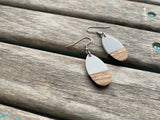 Teardrop Wood and Grey Earrings