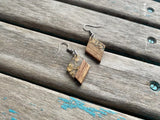 Diamond-Shaped Wood and Clear with Flecks of Gold- Earrings