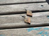 Diamond-Shaped Wood and Clear with Flecks of Gold- Earrings