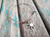 SALE - Sun Burst Charm Bangle Bracelet - Adjustable Jewelry