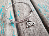 SALE- Big Sister Charm Bangle Bracelet - Adjustable Bracelet