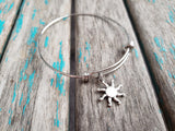 SALE - Sun Burst Charm Bangle Bracelet - Adjustable Jewelry