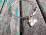 SALE - Rainbow Burst Charm Bangle Bracelet - Adjustable Jewelry