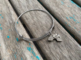 SALE - Rainbow Burst Charm Bangle Bracelet - Adjustable Jewelry
