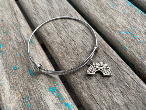 SALE - Rainbow Burst Charm Bangle Bracelet - Adjustable Jewelry
