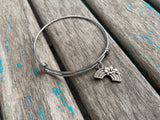 SALE - Rainbow Burst Charm Bangle Bracelet - Adjustable Jewelry