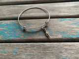 SALE - Dance Slipper Charm Bangle Bracelet - Adjustable Jewelry