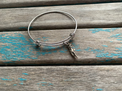 SALE - Dance Slipper Charm Bangle Bracelet - Adjustable Jewelry
