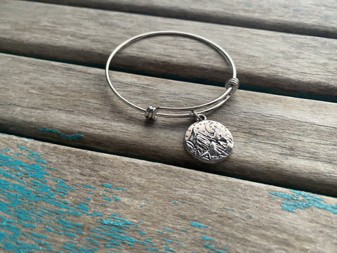 SALE - Mountain Charm Bangle Bracelet - Adjustable Jewelry