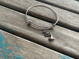 SALE- French Horn Charm Bangle Bracelet - Adjustable Bracelet