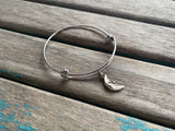 SALE- Moon Charm Bangle Bracelet - Adjustable Bracelet
