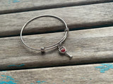 SALE- Wine Glass Bangle Bracelet- Adjustable Charm Bracelet