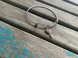SALE- Wine Glass Bangle Bracelet- Adjustable Charm Bracelet