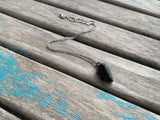 Black Speckled Stone Pendant Necklace