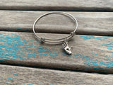 SALE- Hand Heart Design Charm Bangle Bracelet - Adjustable Bracelet