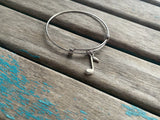 SALE- Music Note Charm Bangle Bracelet - Adjustable Bracelet