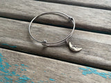 SALE- Moon Charm Bangle Bracelet - Adjustable Bracelet