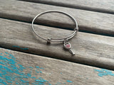 SALE- Wine Glass Bangle Bracelet- Adjustable Charm Bracelet