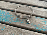 SALE- Hand Heart Design Charm Bangle Bracelet - Adjustable Bracelet