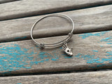 SALE- Hand Heart Design Charm Bangle Bracelet - Adjustable Bracelet