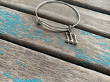 SALE- Music Notes Charm Bangle Bracelet - Adjustable Bracelet