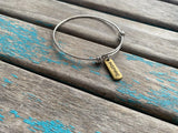 SALE- Inspire Charm Bangle Bracelet - Antique Gold Adjustable Bracelet