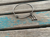 SALE- Music Notes Charm Bangle Bracelet - Adjustable Bracelet