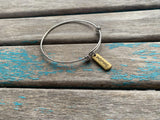 SALE- Inspire Charm Bangle Bracelet - Antique Gold Adjustable Bracelet