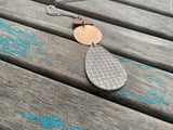 Wood, Copper, and Cream/Metallic Leather Pendant Necklace: Modern Statement Jewelry