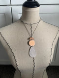 Wood, Copper, and Cream/Metallic Leather Pendant Necklace: Modern Statement Jewelry