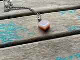 Marbled Orange/White Stone Pendant Necklace