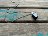 Dark Blue Stone with Sparkles Pendant Necklace