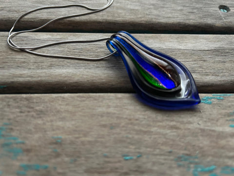 Blue Necklace- Glass Teardrop