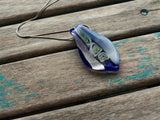 Blue, Silver, White Necklace- Glass Teardrop
