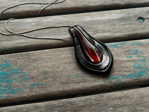 Black Necklace- Glass Teardrop