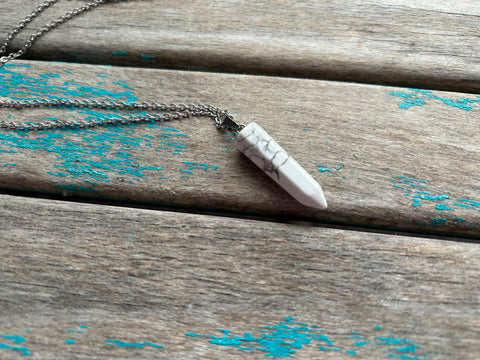 White Stone Pendant Necklace