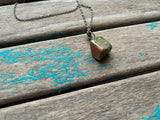 Unakite Green/Pink Stone Pendant Necklace