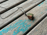 Unakite Green/Pink Stone Pendant Necklace