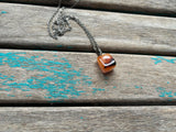 Marbled Orange/White Stone Pendant Necklace