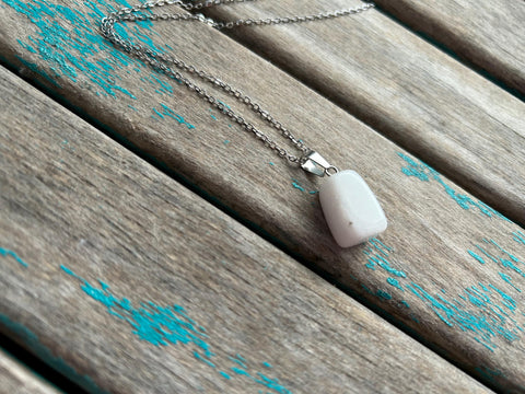 White Stone Pendant Necklace