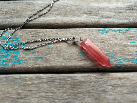 Pink Stone Pendant Necklace