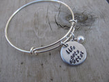 Life Gets Better Bracelet- "life gets better"  - Hand-Stamped Bracelet- Adjustable Bangle Bracelet with an accent bead in your choice of colors