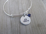 Mother's Bracelet- "#1 Mom"  - Hand-Stamped Bracelet  -Adjustable Bangle Bracelet with an accent bead of your choice