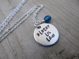 Sister In Law Inspiration Necklace- "sister in law"- Hand-Stamped Necklace with an accent bead in your choice of colors