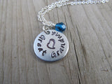 Great Grandma Necklace- "Great Grandma" with a stamped heart- Hand-Stamped Necklace with an accent bead in your choice of colors