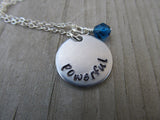 Powerful Inspiration Necklace- "powerful" - Hand-Stamped Necklace with an accent bead in your choice of colors