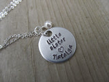 Personalized Little Sister Necklace- hand-stamped "little sister" with a name of your choice and accent bead - Personalized Gift