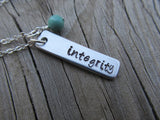 Integrity Inspiration Necklace-"integrity" - Hand-Stamped Necklace with an accent bead of your choice